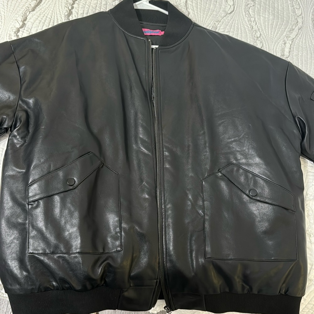 black leather jacket